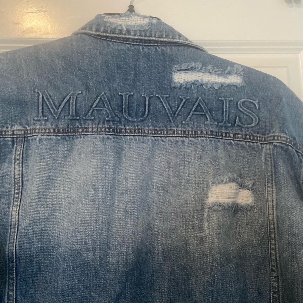 MAUVAIS Men’s Light Blue Distressed Denim Jacket